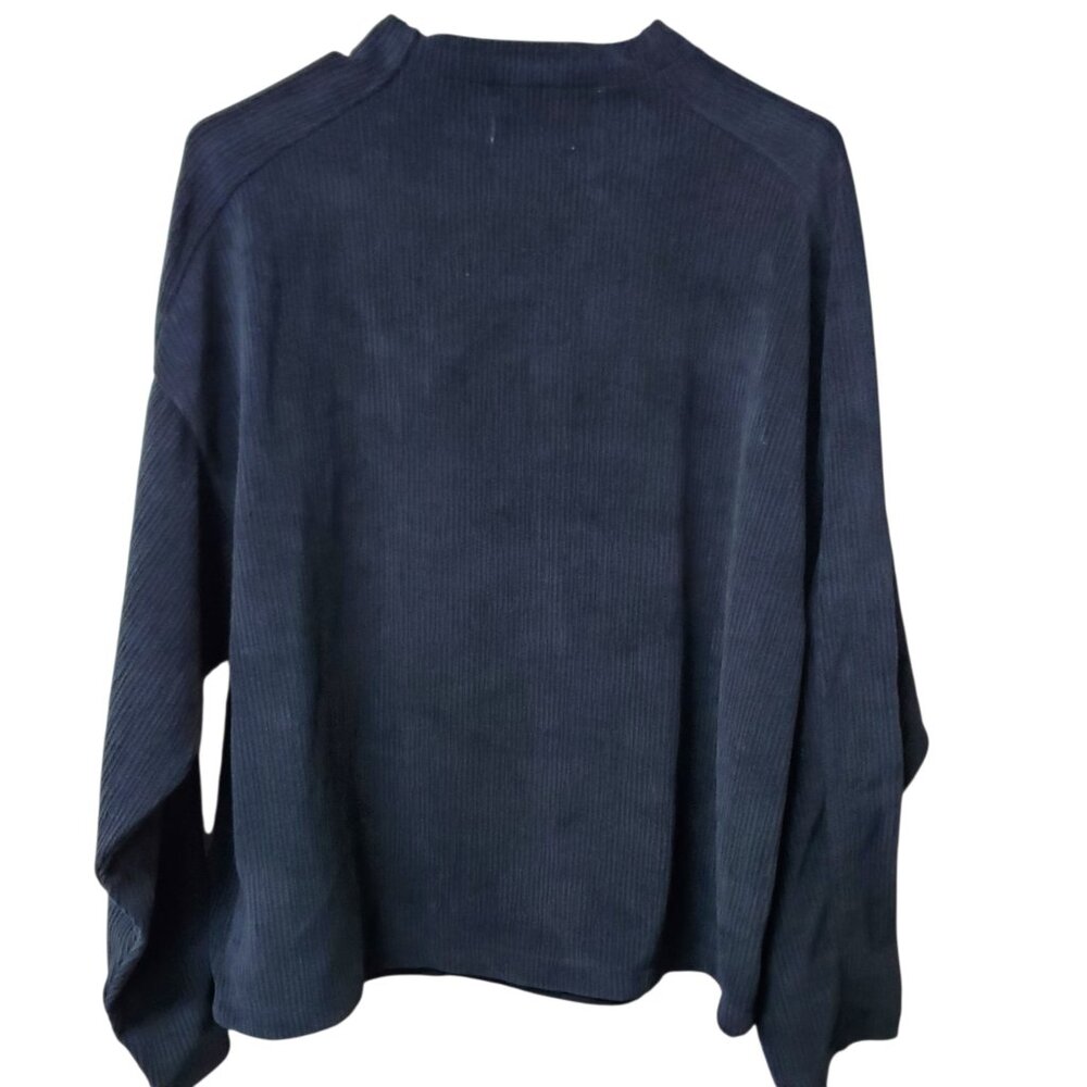 Madewell Black Striped Jacquard Funnelneck Pullover Top Size Large - Picture 5 of 8